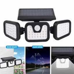 Đèn Năng Lượng Mặt Trời 3 Đầu 122 LED, Đèn Cảm Biến Chuyển Động Ngoài Trời Chống Nước, Chiếu Sáng Sân Vườn 4