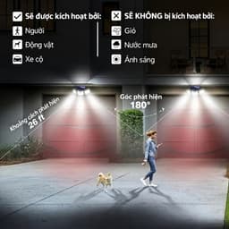 Đèn Năng Lượng Mặt Trời 3 Đầu 122 LED, Đèn Cảm Biến Chuyển Động Ngoài Trời Chống Nước, Chiếu Sáng Sân Vườn 7