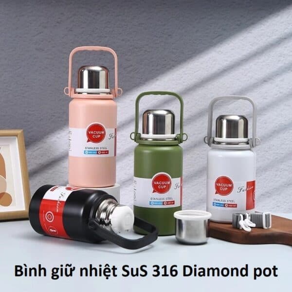 Bình giữ nhiệt SuS 316 Diamond pot 1000ml và inox Xikeer. LMS