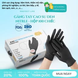 Hộp 100 chiếc Găng Tay Cao Su Không Bột Đen và Hộp 30 Găng Tay Rửa Chén Bằng PVC Mỏng Beesung. LMS 1