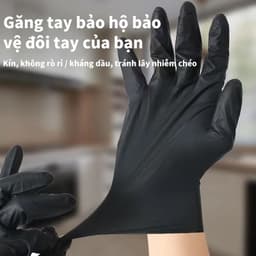 Hộp 100 chiếc Găng Tay Cao Su Không Bột Đen và Hộp 30 Găng Tay Rửa Chén Bằng PVC Mỏng Beesung. LMS 2