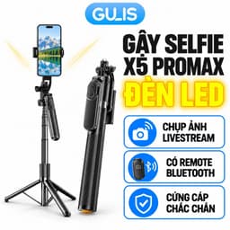 Gậy chụp ảnh X5 Pro Max kéo dài 1M83 đa năng cao cấp, Gậy chụp ảnh 3 chân có điều khiển, Tripod điện thoại - GULIS 1