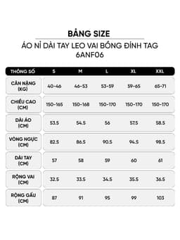 Áo nỉ nữ CARDINA dài tay cổ leo vai bồng đính tag 6ANF06 2