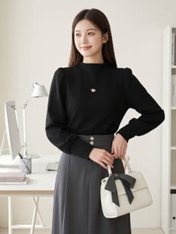 Áo nỉ nữ CARDINA dài tay cổ leo vai bồng đính tag 6ANF06 5