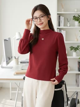Áo nỉ nữ CARDINA dài tay cổ leo vai bồng đính tag 6ANF06 7