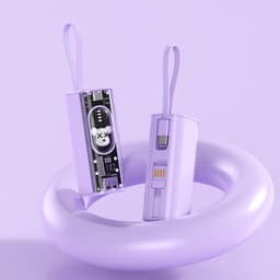 Pin Sạc Dự Phòng Mini Cute Tích Hợp Dây Cáp Sạc Nhanh - Cục Sạc Dự Phòng Trong Suốt  Cho iPhone / Adroid (S02) 8