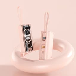 Pin Sạc Dự Phòng Mini Cute Tích Hợp Dây Cáp Sạc Nhanh - Cục Sạc Dự Phòng Trong Suốt  Cho iPhone / Adroid (S02) 9