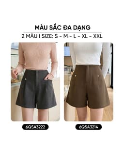 Quần sooc nữ CARDINA chất liệu dạ dáng A cạp liền đính tag  6QSA32 3