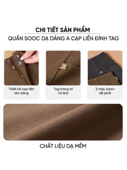 Quần sooc nữ CARDINA chất liệu dạ dáng A cạp liền đính tag  6QSA32 4