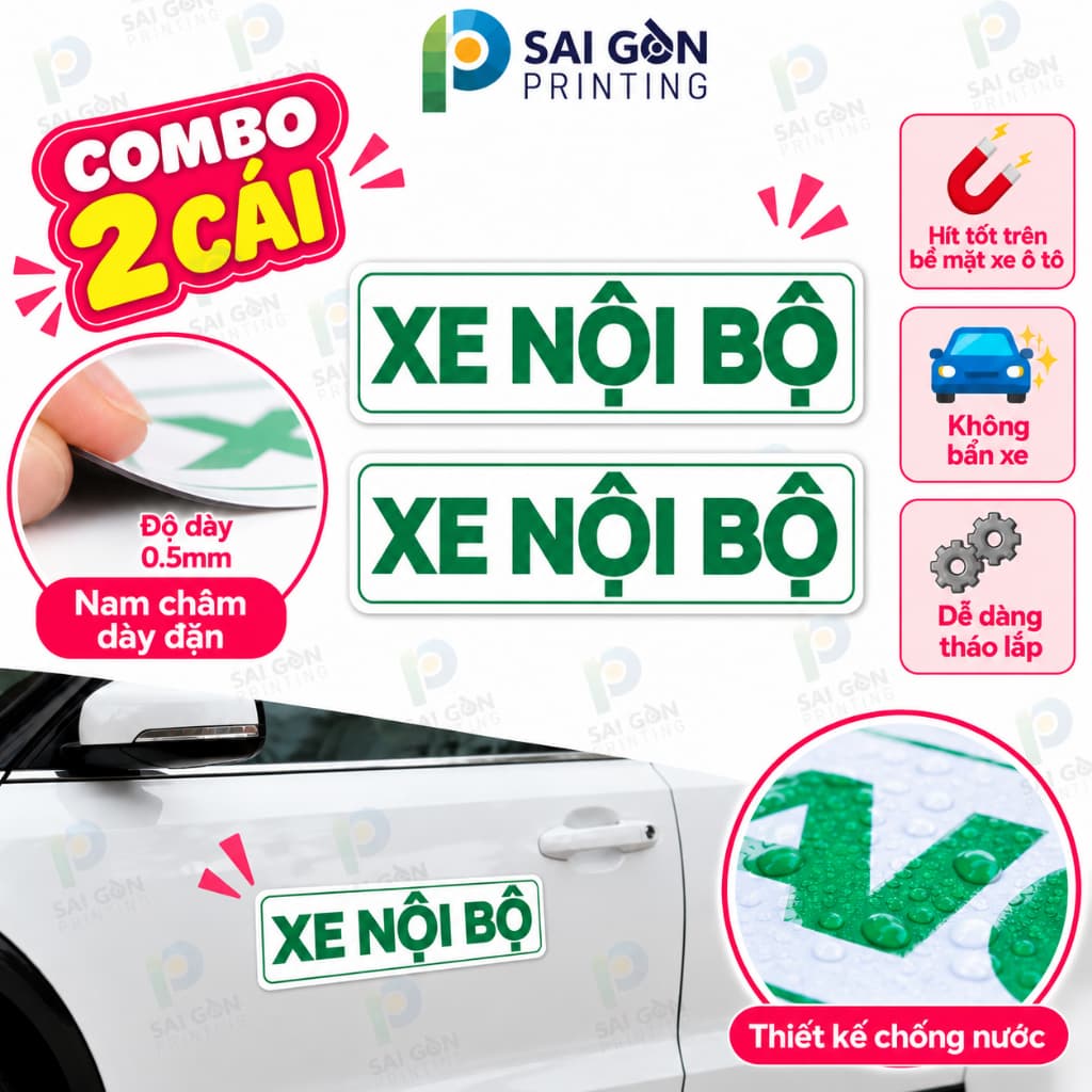 [SGP] Combo 2 Decal Nam Châm Xe Nội Bộ 35x10cm Gắn Xe Ô Tô, Biển Nhận Diện Xe Công Ty Dễ Tháo Lắp