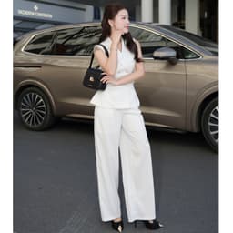 Set Vest Gile Sát Nách Kẻ Sọc HB.CLOSET Cùng Quần Ống Rông Peplum Phối Đai Lưng Thanh Lịch Công Sở S239 6