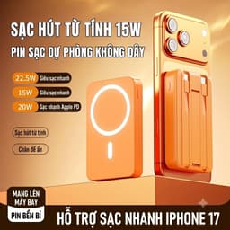 Pin Sạc Dự Phòng Từ Tính Sạc Không Dây 15W Tích Hợp Cáp Sạc Nhanh Kép 22.5W & Chân Đế Gấp Ẩn Cho iPhone Type C (S01) 2