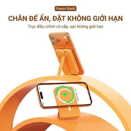 Pin Sạc Dự Phòng Từ Tính Sạc Không Dây 15W Tích Hợp Cáp Sạc Nhanh Kép 22.5W & Chân Đế Gấp Ẩn Cho iPhone Type C (S01) 5