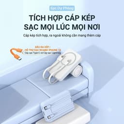 Pin Sạc Dự Phòng Từ Tính Sạc Không Dây 15W Tích Hợp Cáp Sạc Nhanh Kép 22.5W & Chân Đế Gấp Ẩn Cho iPhone Type C (S01) 7