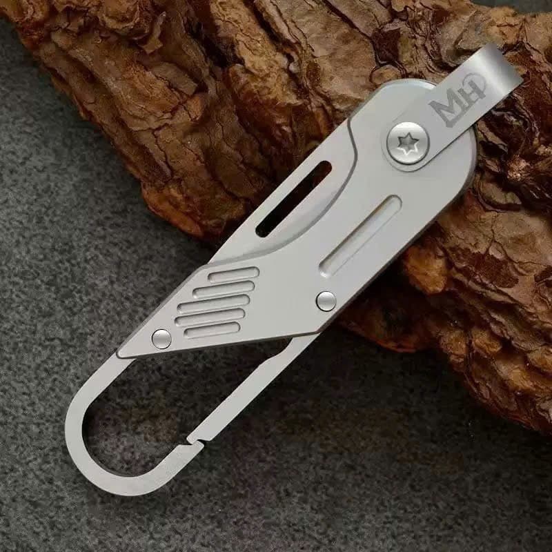 Móc Khóa Titan Đa Năng Tích Hợp Công Cụ Khui Thùng Bưu Phẩm Mini EDC Cao Cấp - Phụ Kiện Cắt Gọt Mở Thùng Hàng Gấp Gọn