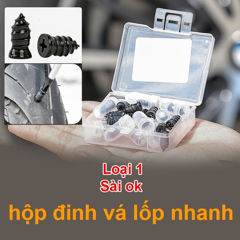 Hộp 10 đinh VÁ LỐP không ruột cho xe máy và ô tô, không phá huỷ lốp, tự vá cứu hộ lốp nhanh (hàng loại 1 chất lượng)