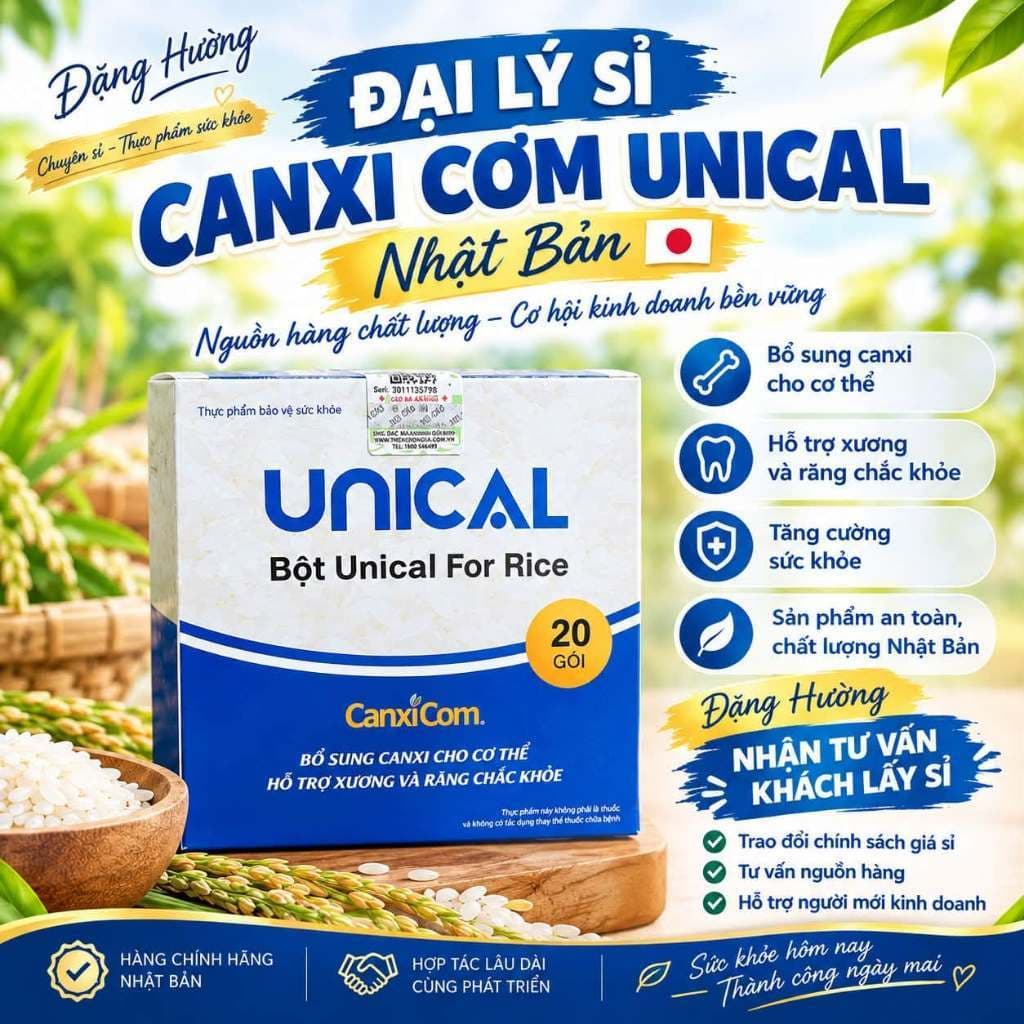 Bột Unical For Rice CanxiCom bổ sung canxi cho cơ thể 20 gói