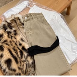 Quần Jeans Ống Suông Nữ AN TÂY Form Rộng Style Hàn Quốc Vải Denim Đẹp #8925 Màu Be Nâu 4
