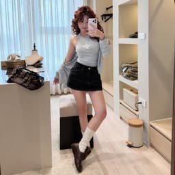 Chân Váy Jean Ngắn Túi Hộp Form A CHEZI HOUSE Dáng Chữ A Tôn Dáng Vải Denim Đẹp Style Hàn Quốc #8912 Màu Xanh Than 3