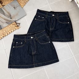Chân Váy Jean Ngắn Túi Hộp Form A CHEZI HOUSE Dáng Chữ A Tôn Dáng Vải Denim Đẹp Style Hàn Quốc #8912 Màu Xanh Than 7
