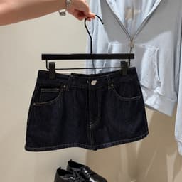 Chân Váy Jean Ngắn Túi Hộp Form A CHEZI HOUSE Dáng Chữ A Tôn Dáng Vải Denim Đẹp Style Hàn Quốc #8912 Màu Xanh Than 4