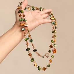 Dây Chuyền Hạt Vỏ Trai Boho 2 Tầng Phối Màu Xanh Nâu Vintage – Vòng Cổ Dài Nữ Phong Cách Retro Thanh Lịch CEM Xinh 4