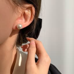 Bông Tai Ngọc Trai Tròn 8mm, Khuyên Tai Nụ Ngọc Trai Trắng Nhỏ Xinh Thanh Lịch Phong Cách Hàn Quốc Cho Nữ CEM Xinh 3