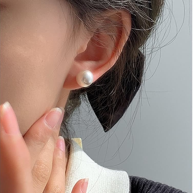 Bông Tai Ngọc Trai Tròn 8mm, Khuyên Tai Nụ Ngọc Trai Trắng Nhỏ Xinh Thanh Lịch Phong Cách Hàn Quốc Cho Nữ CEM Xinh