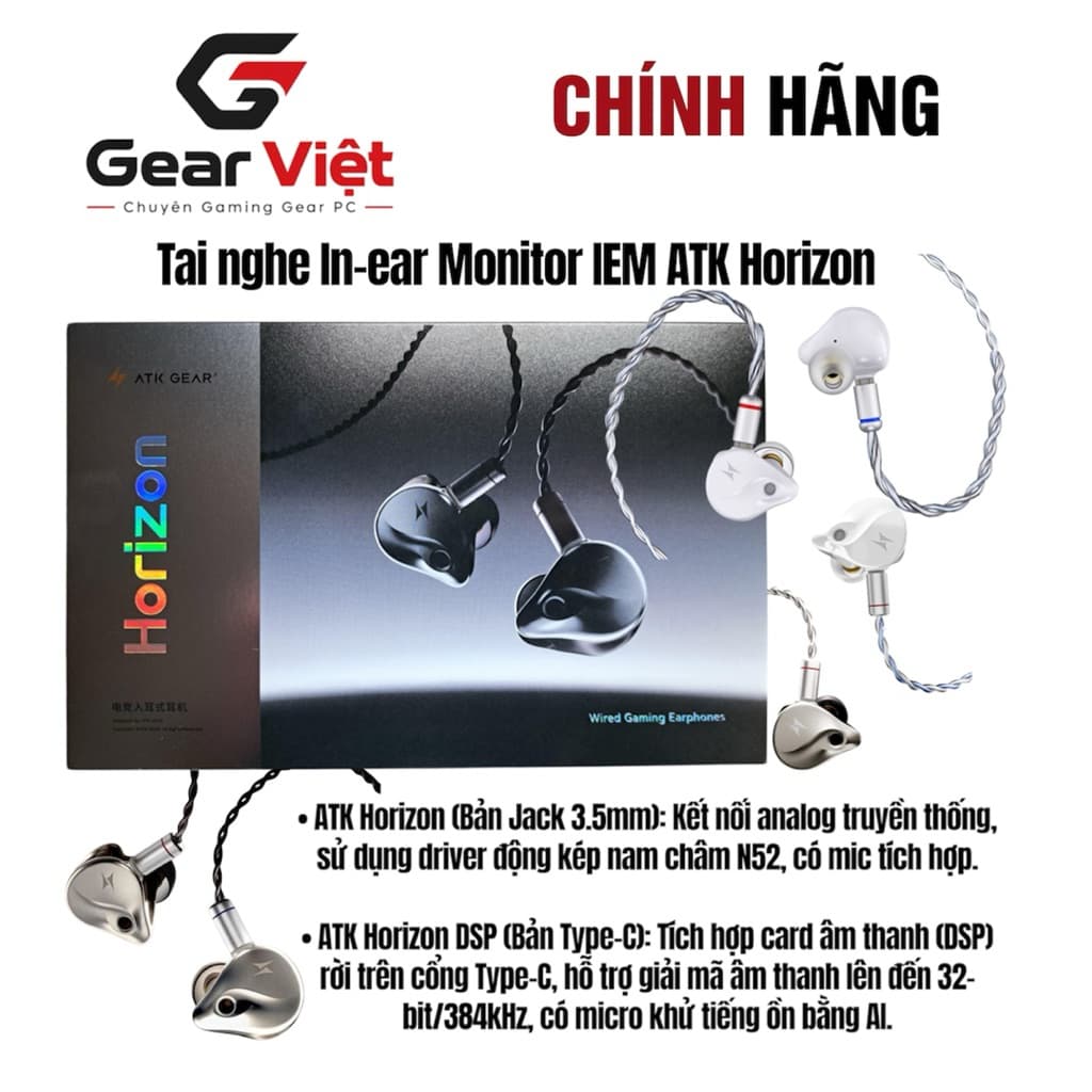 (Gear Việt) Tai nghe nhét tai IEM chơi game ATK Horizon DSP / 3.5 cho game thủ chuyên nghiệp