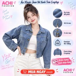 Áo Khoác Jean Nữ FENG — Form Lửng Croptop Tôn Dáng, 3 Màu Rêu Loang/Xám/Xanh, Size M-L-XL (40-70kg) 9