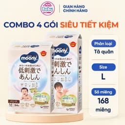[SIÊU TIẾT KIỆM - COMBO 4] Tã Bỉm quần Moony Natural Dịu Nhẹ Cao Cấp Nhập Khẩu Nhật Bản Size M54/L42/XL38 Mềm Mại Cho Bé 1