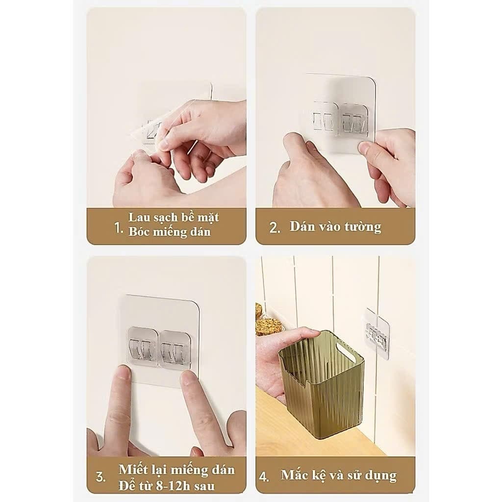 Hộp đựng đồ nhà tắm, phòng bếp đa năng bằng nhựa trong suốt kèm miếng dán tường A1Ti0