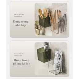 Hộp đựng đồ nhà tắm, phòng bếp đa năng bằng nhựa trong suốt kèm miếng dán tường A1Ti0 4