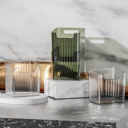 Hộp đựng đồ nhà tắm, phòng bếp đa năng bằng nhựa trong suốt kèm miếng dán tường A1Ti0 5