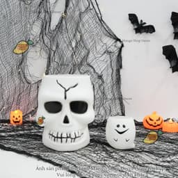Giỏ Nhựa Hình Con Ma Đầu Lâu Đựng Kẹo Cho Bé Trang Trí Lễ Hội Tiệc Hóa Trang Halloween 3