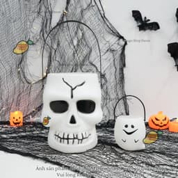 Giỏ Nhựa Hình Con Ma Đầu Lâu Đựng Kẹo Cho Bé Trang Trí Lễ Hội Tiệc Hóa Trang Halloween 2