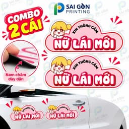 [SGP] Combo 2 Decal Nam Châm Nữ Lái Mới 30x14cm Dán Xe Ô Tô, Sticker Cảnh Báo Dễ Thương, Chống Nước, Dễ Tháo Lắp 2