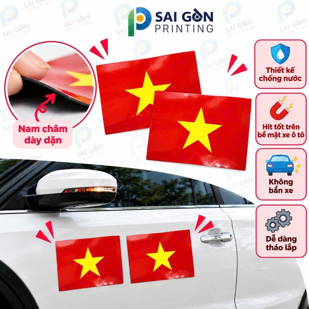 [SGP] Decal Nam Châm Cờ Tổ Quốc Việt Nam Cao Cấp Dành Cho Ô Tô – Tiện Lợi, Dễ Dán, Dễ Tháo