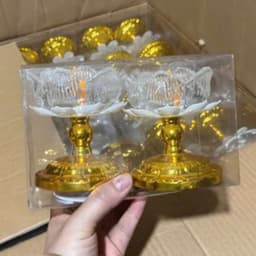 Sét 2 Đèn Thờ Hoa Sen Dùng Pin AA, Đèn Thờ Trang Trí Ban Thần Tài - Gia Tiên - Thờ Phật 9