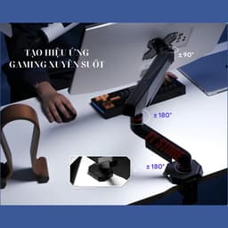 Giá Đỡ Màn Hình HyperWork Alpha Pro Gen 2 Tải Trọng 2-12kg, Hỗ Trợ Màn 17-40" , Lộ Trợ Lực Lò Xo 5