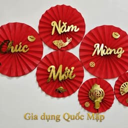 Set 6 quạt xếp đỏ trang trí Tết 2027 nhiều mẫu, Chúc Mừng Năm Mới, Vạn Sự Như Ý 5