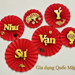 Set 6 quạt xếp đỏ trang trí Tết 2027 nhiều mẫu, Chúc Mừng Năm Mới, Vạn Sự Như Ý 6