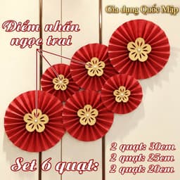 Set 6 quạt xếp đỏ trang trí Tết 2027 nhiều mẫu, Chúc Mừng Năm Mới, Vạn Sự Như Ý 3