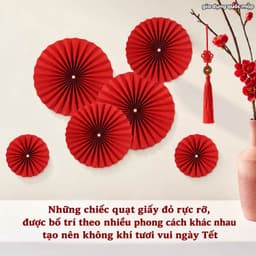 Set 6 quạt xếp đỏ trang trí Tết 2027 nhiều mẫu, Chúc Mừng Năm Mới, Vạn Sự Như Ý 9