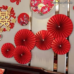 Set 6 quạt xếp đỏ trang trí Tết 2027 nhiều mẫu, Chúc Mừng Năm Mới, Vạn Sự Như Ý 8