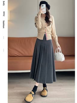 🌷 CHÂN VÁY DẠ XẾP LY DÁNG DÀI HÀN QUỐC – THANH LỊCH, TÔN DÁNG, THỜI TRANG THU ĐÔNG 7