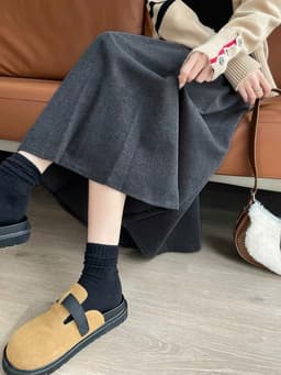 🌷 CHÂN VÁY DẠ XẾP LY DÁNG DÀI HÀN QUỐC – THANH LỊCH, TÔN DÁNG, THỜI TRANG THU ĐÔNG 3