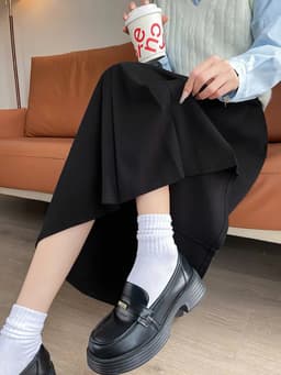 🌷 Chân Váy Dạ Xếp Ly Dáng Dài Màu Đen Phong Cách Hàn Quốc Thanh Lịch #6655 3