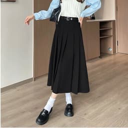 🌷 Chân Váy Dạ Xếp Ly Dáng Dài Màu Đen Phong Cách Hàn Quốc Thanh Lịch #6655 1