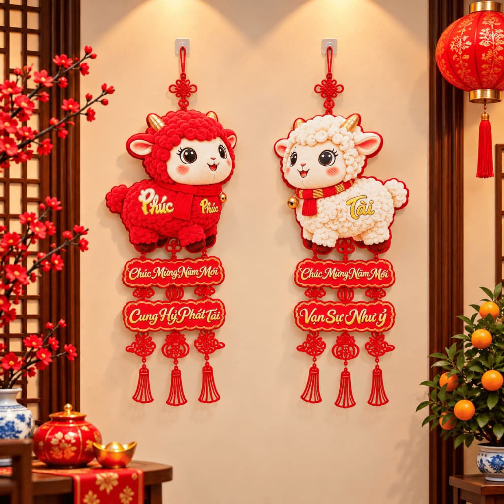 🧧 BỘ ĐÔI DÂY TREO DÁN CỬA ĐÓN TẾT ĐINH MÙI 2027 – RƯỚC PHÚC LỘC TÀI, RỘN RÀNG SẮC XUÂN(ale)
